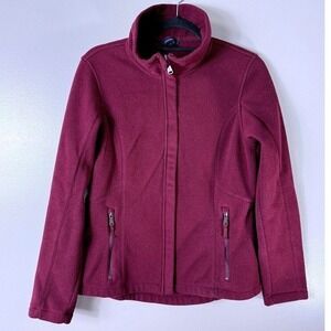 Lands' End Maroon Full Zip Fleece Jacket Size small